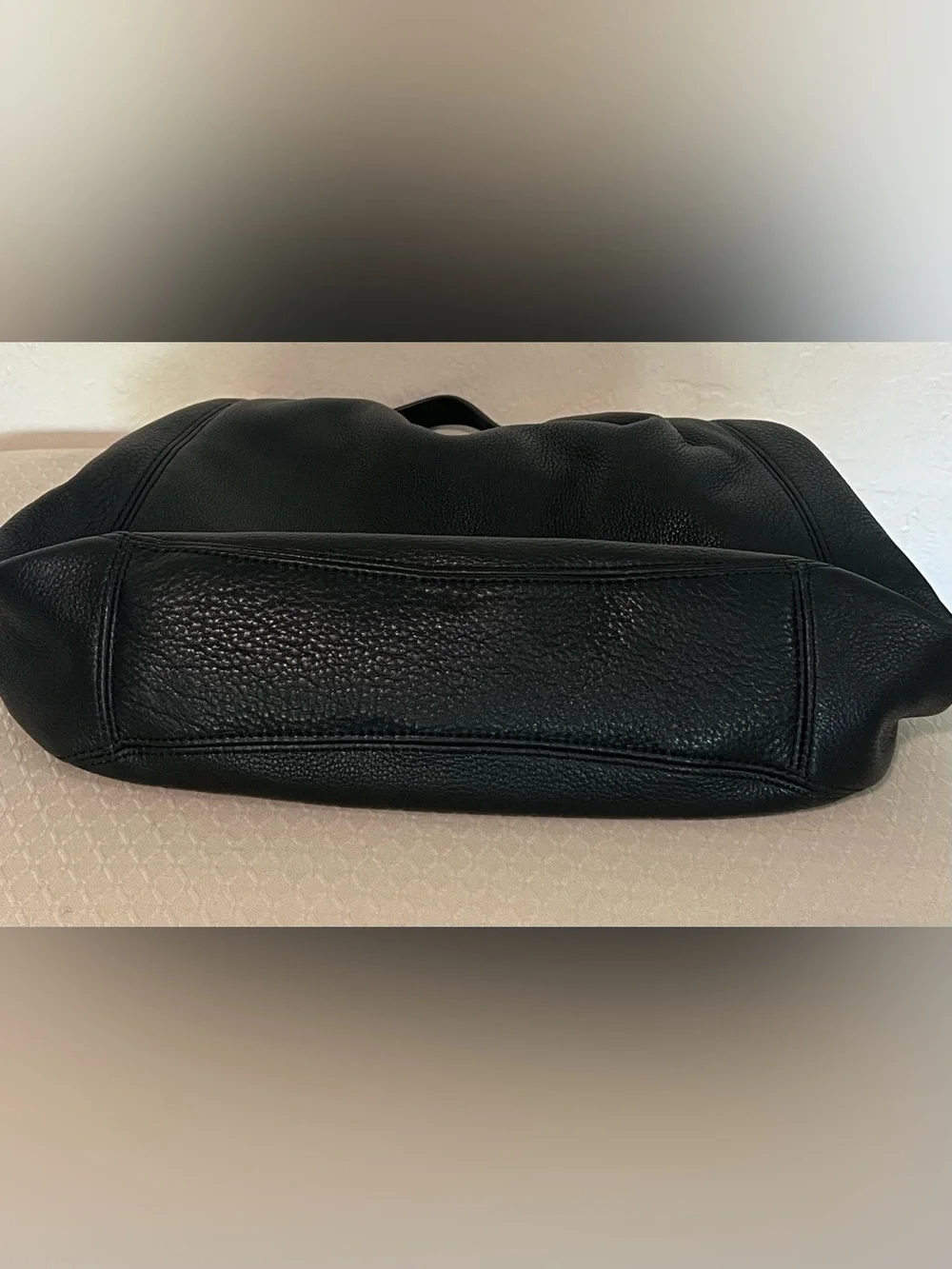 Michael Kors Black Pebbled Leather Fulton Hobo Shoulder Bag with Gold Hardware